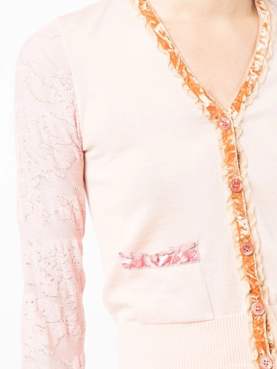 Affordable McCartney Women velvet-trim Stella wool cardigan 0801